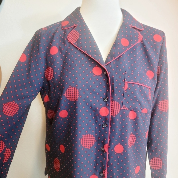 1901 GEOMETRIC PATTERN NOTCHED COLLAR BUTTON-UP LONG SLEEVE WOMEN'S SHIRT SMALL - Picture 10 of 16